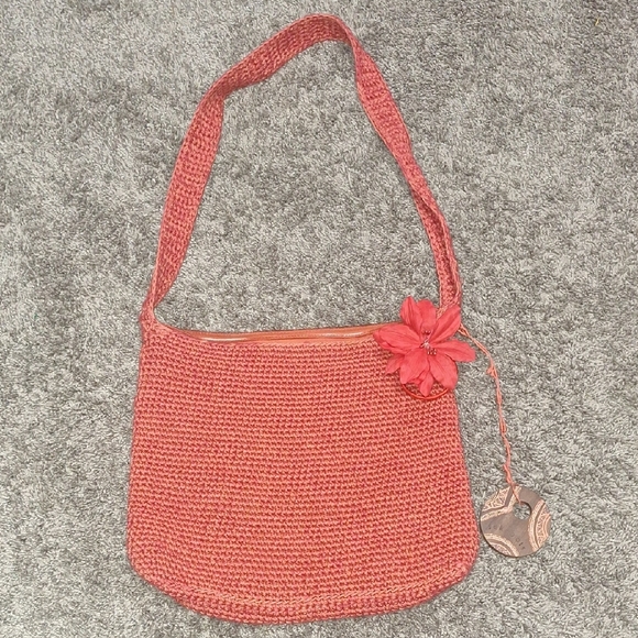 Sakroots Handbags - Sakroots Red Bamboo Blend Woven Shoulder Bag Floral Accent